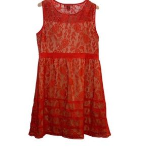 Canada lite Red Eyelet Sleeveless Dress
Size (XL)-A line.